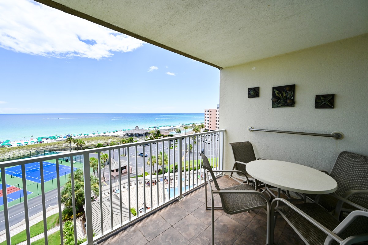 Gulf-front balcony view Unit 703 Destin condo rental Emerald Coast Florida